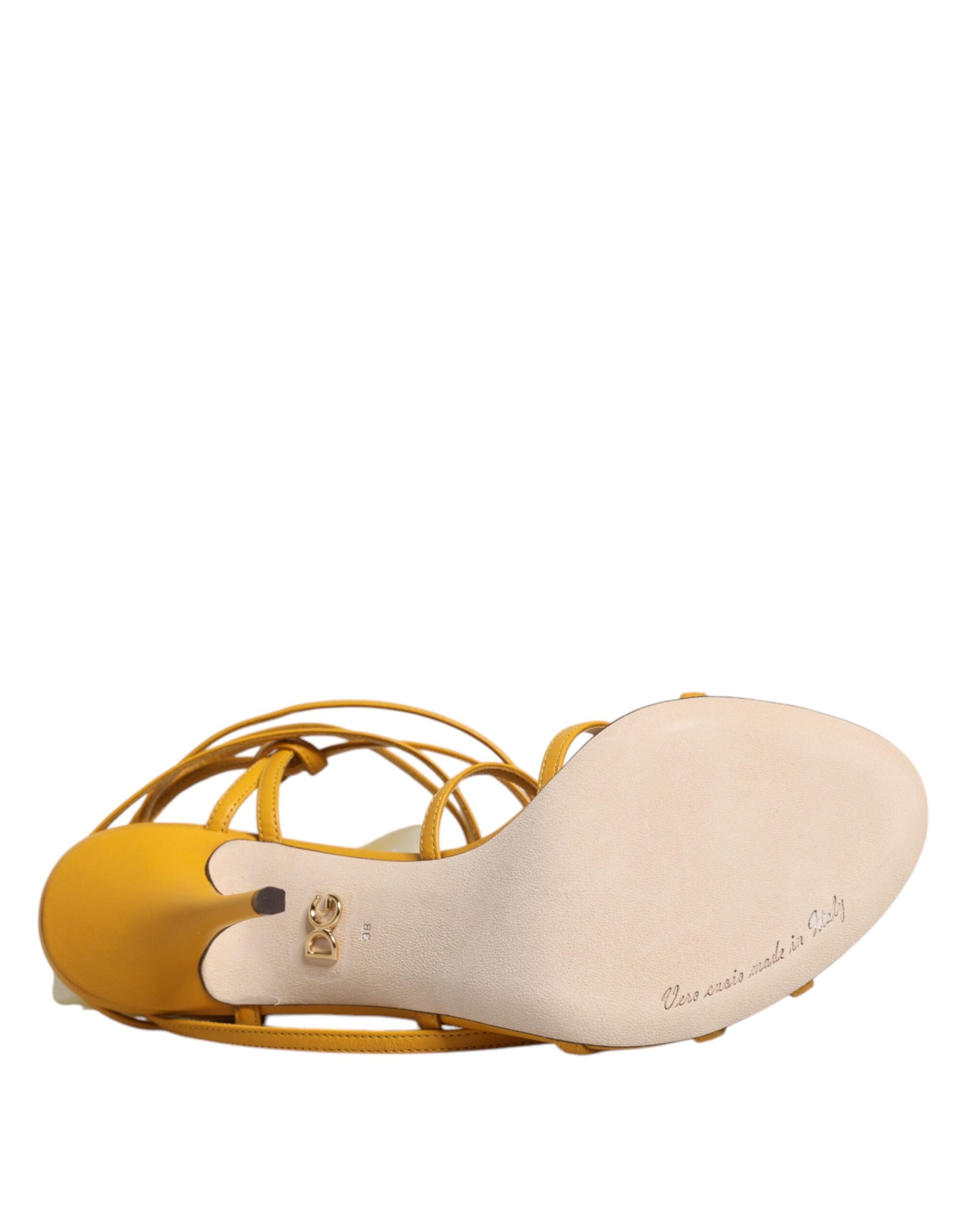 Dolce & Gabbana Yellow Flower Applique Keira Sandals Shoes - EU40/US10