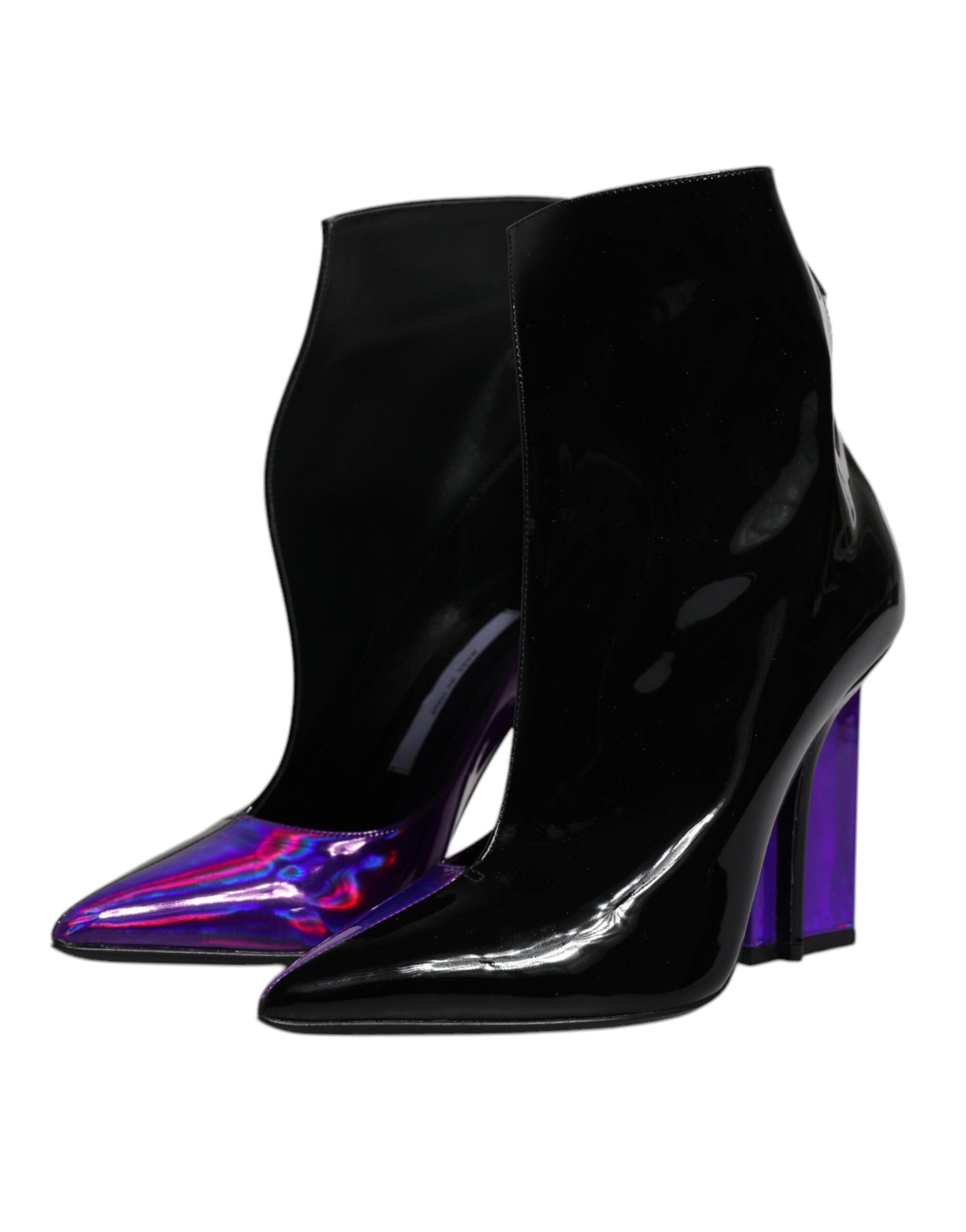 Dolce & Gabbana Purple Black Pointed Ankle Boots Shoes - EU36/US6