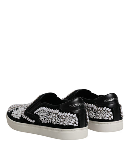 Dolce & Gabbana Black Embellished London Men Slip On Shoes - EU41/US8