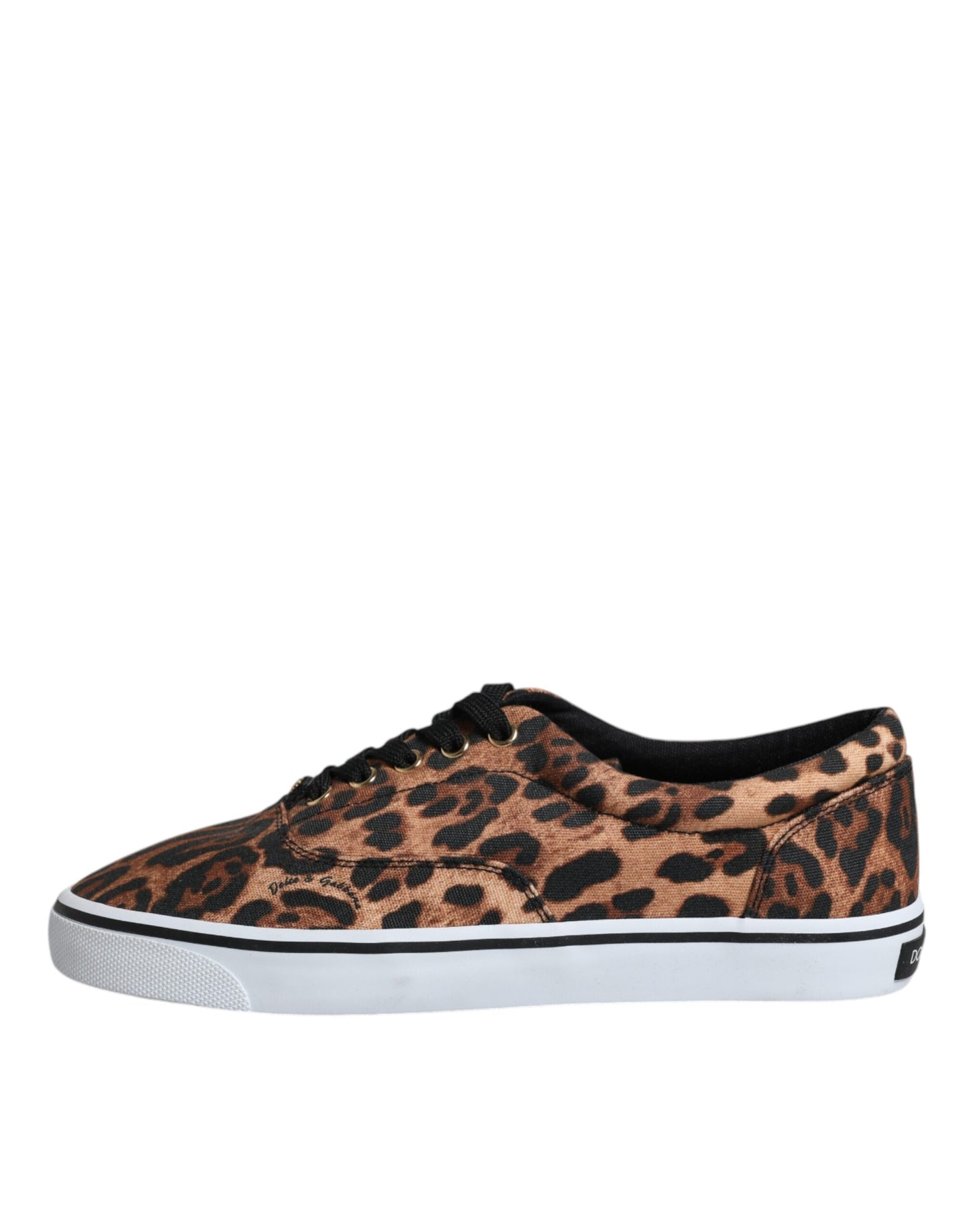 Dolce & Gabbana Brown Leopard Logo Print Cotton Sneakers Shoes - EU40.5/US7.5