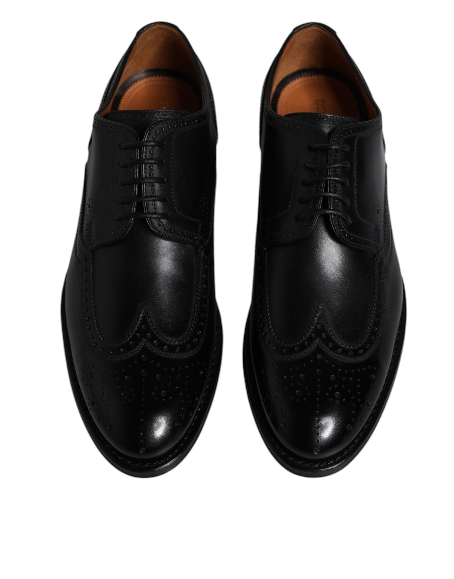 Dolce & Gabbana Black Leather Derby Wingtip Formal Shoes - EU39.5/US6.5