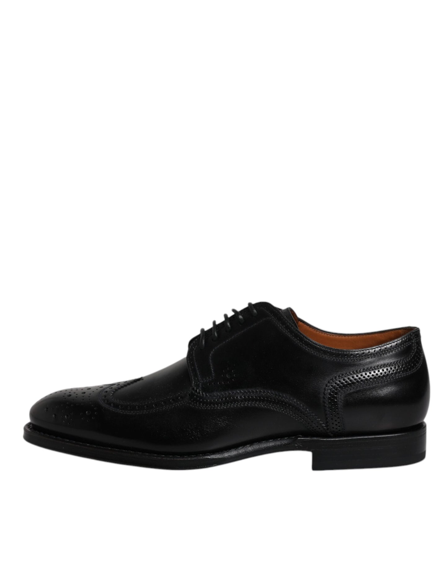 Dolce & Gabbana Black Leather Derby Wingtip Formal Shoes - EU39.5/US6.5