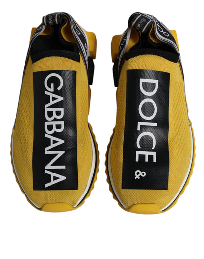 Dolce & Gabbana Yellow Black Slip On Sorrento Sneaker Shoes - EU40.5/US7.5