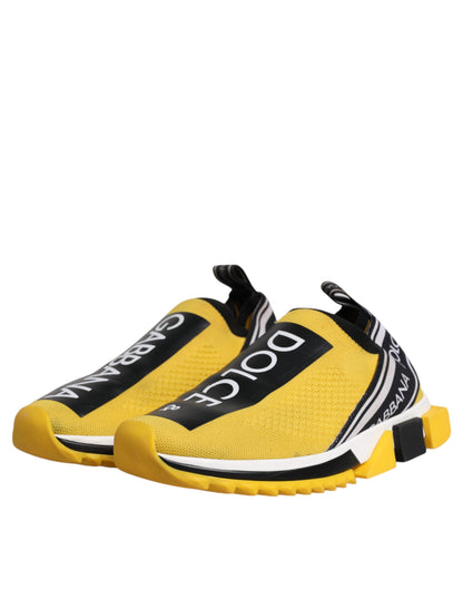 Dolce & Gabbana Yellow Black Slip On Sorrento Sneaker Shoes - EU40.5/US7.5