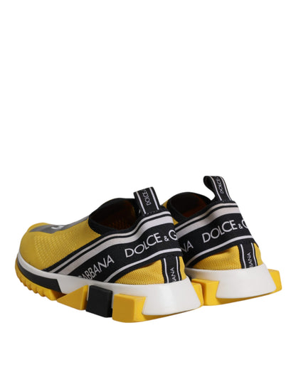 Dolce & Gabbana Yellow Black Slip On Sorrento Sneaker Shoes - EU40.5/US7.5