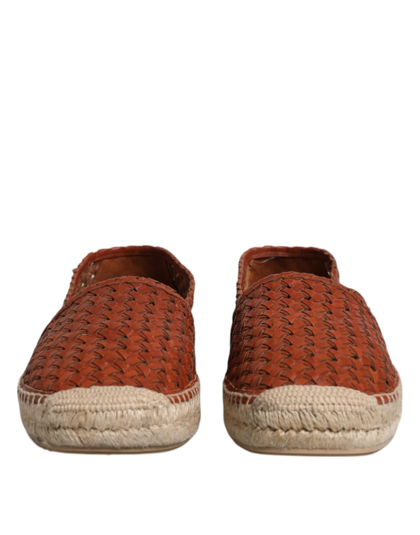 Dolce & Gabbana Maroon Woven Leather Men Espadrille Shoes - EU41/US8