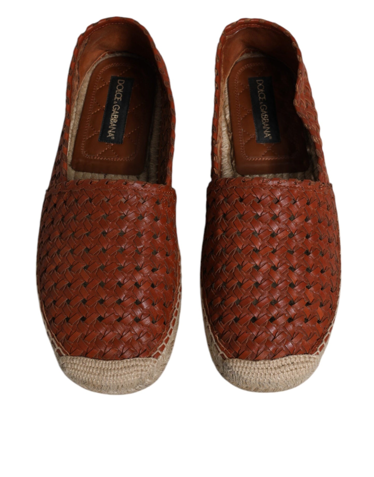 Dolce & Gabbana Maroon Woven Leather Men Espadrille Shoes - EU41/US8