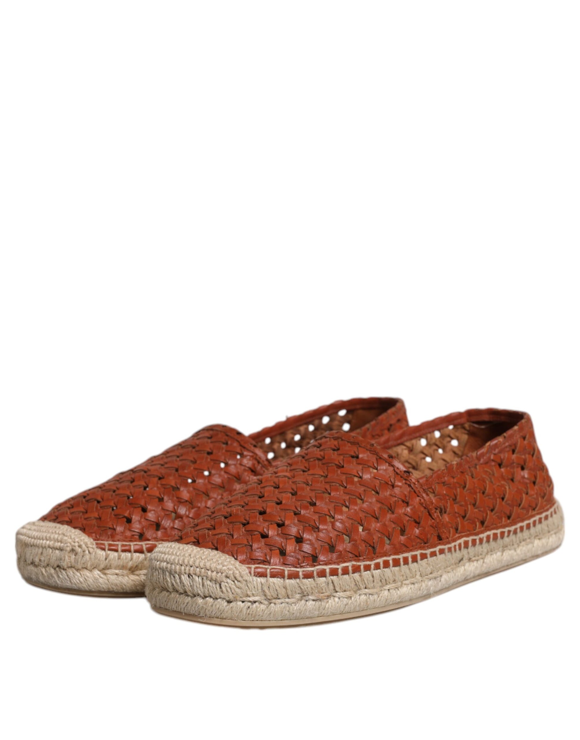 Dolce & Gabbana Maroon Woven Leather Men Espadrille Shoes - EU41/US8