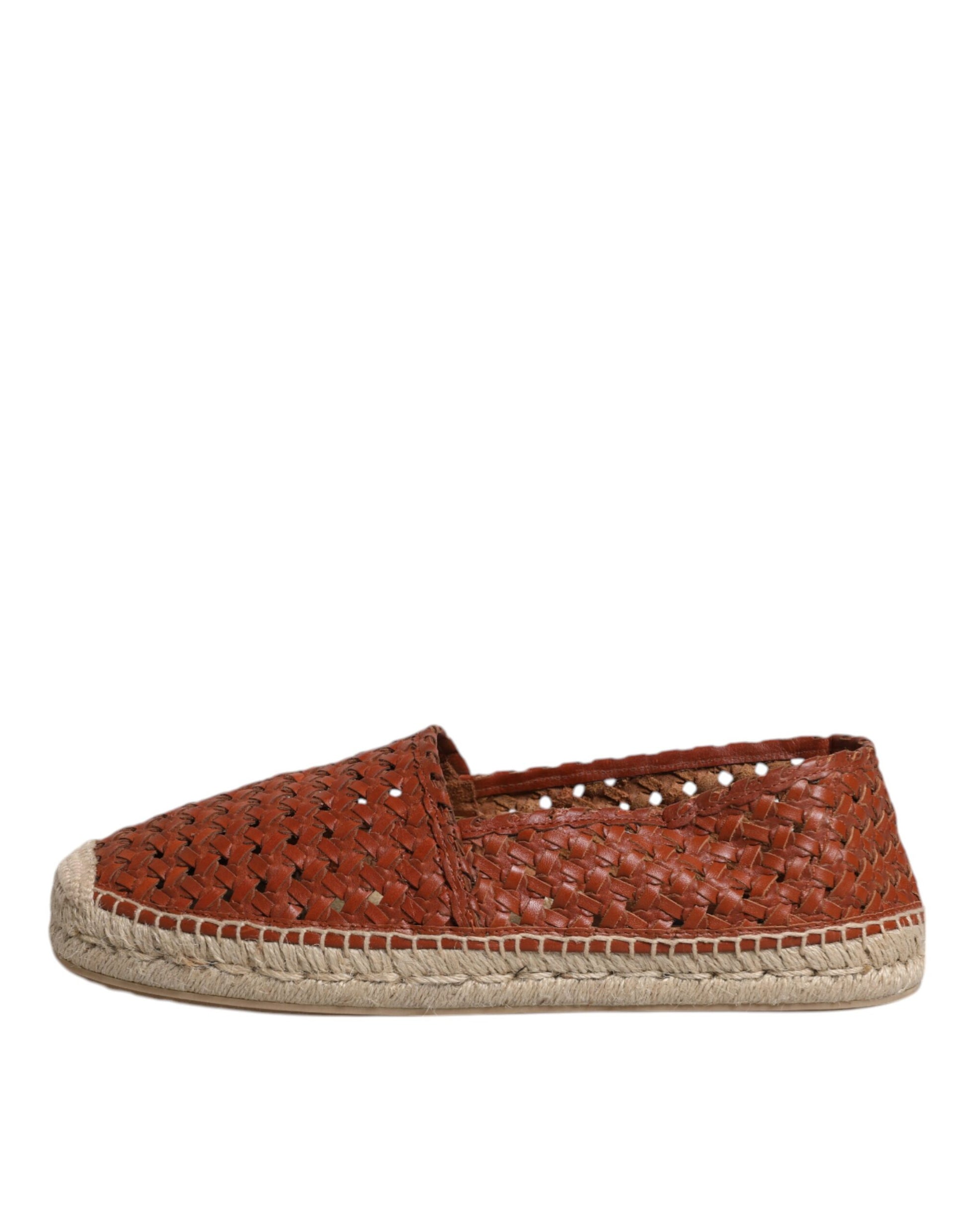 Dolce & Gabbana Maroon Woven Leather Men Espadrille Shoes - EU41/US8