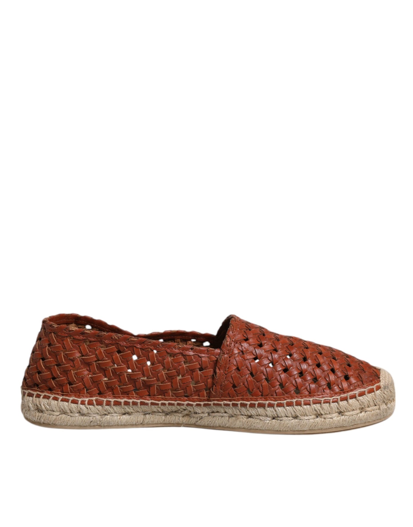 Dolce & Gabbana Maroon Woven Leather Men Espadrille Shoes - EU41/US8