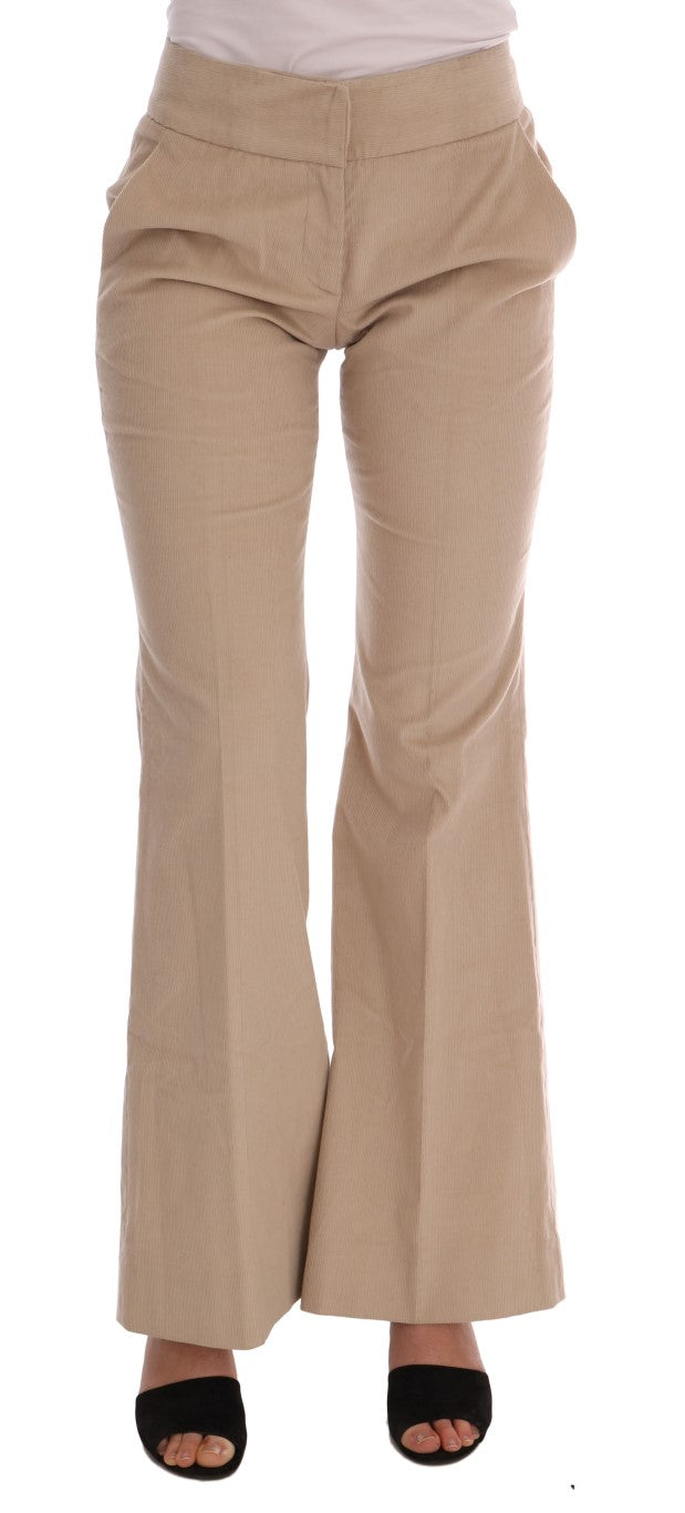 Ermanno Scervino Chic Beige Bootcut Flared Pants - IT38|XS