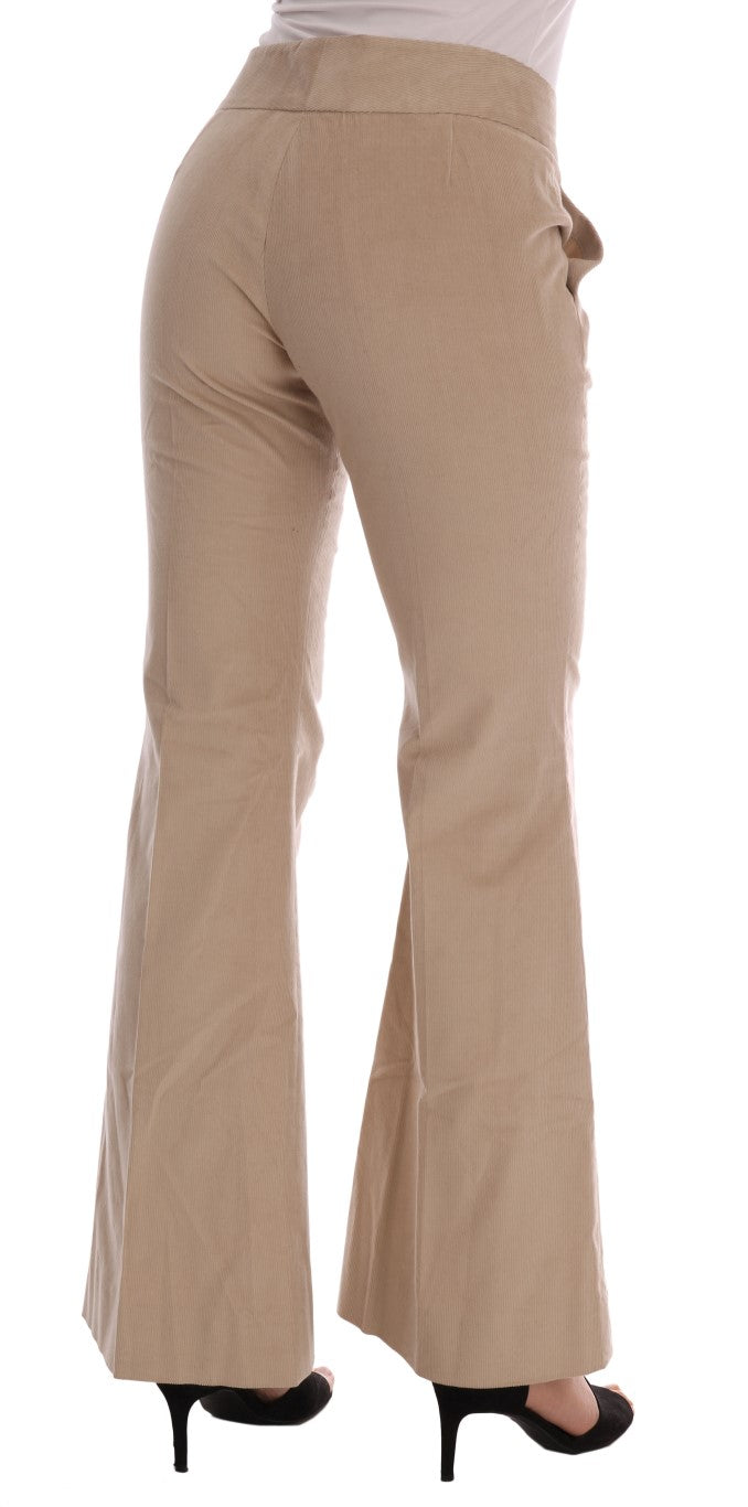 Ermanno Scervino Chic Beige Bootcut Flared Pants - IT38|XS