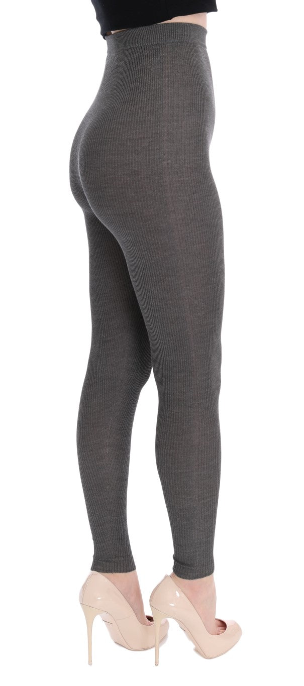 Dolce & Gabbana Elegant High Waist Cashmere Tights Pants - IT40|S