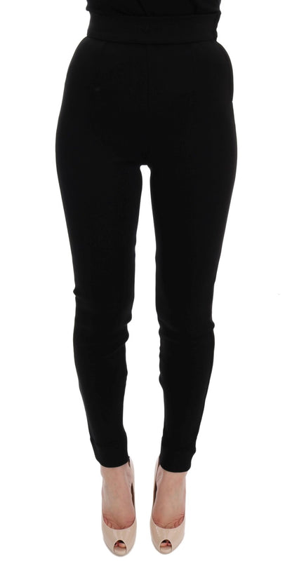 Dolce & Gabbana Elegant Black High Waist Stretch Tights - IT36 | XS