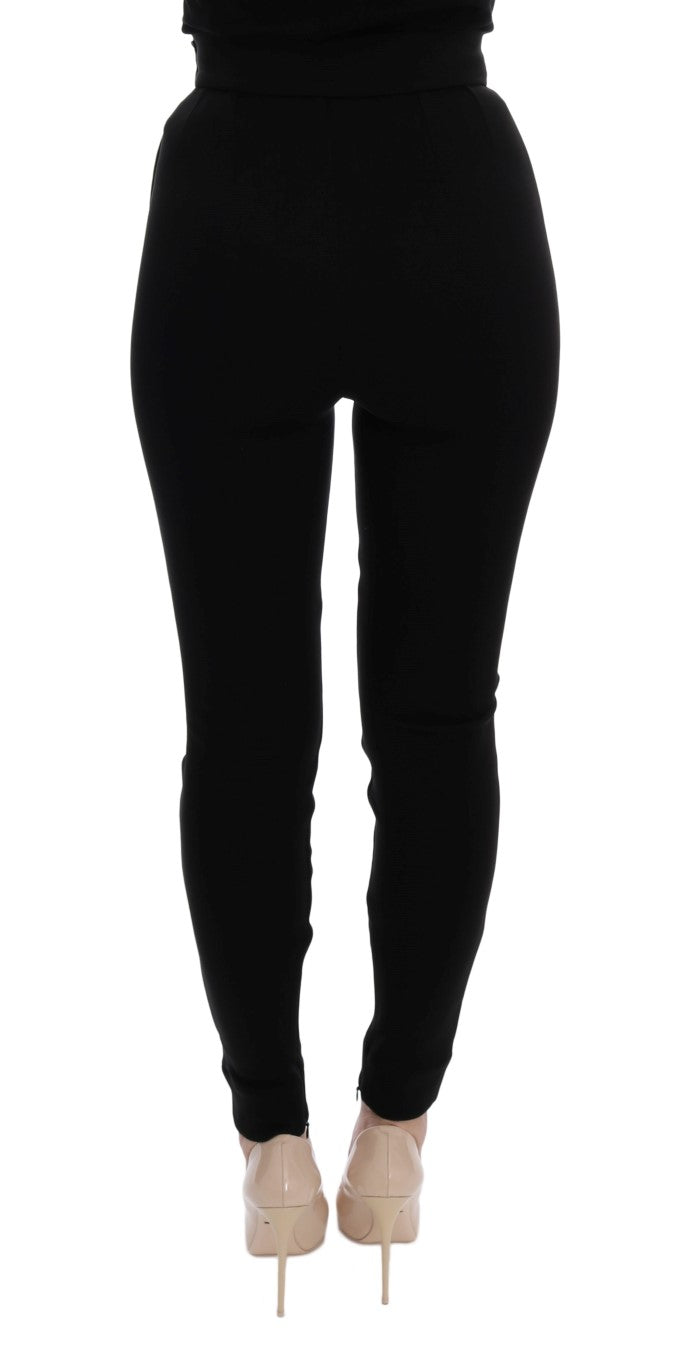 Dolce & Gabbana Elegant Black High Waist Stretch Tights - IT36 | XS