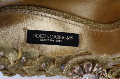 Dolce & Gabbana Gold Floral Crystal Embellished Pumps - EU36/US5.5