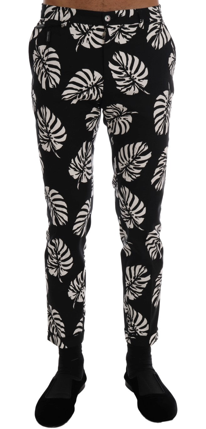 Dolce & Gabbana Slim Fit Leaf Print Ankle Pants