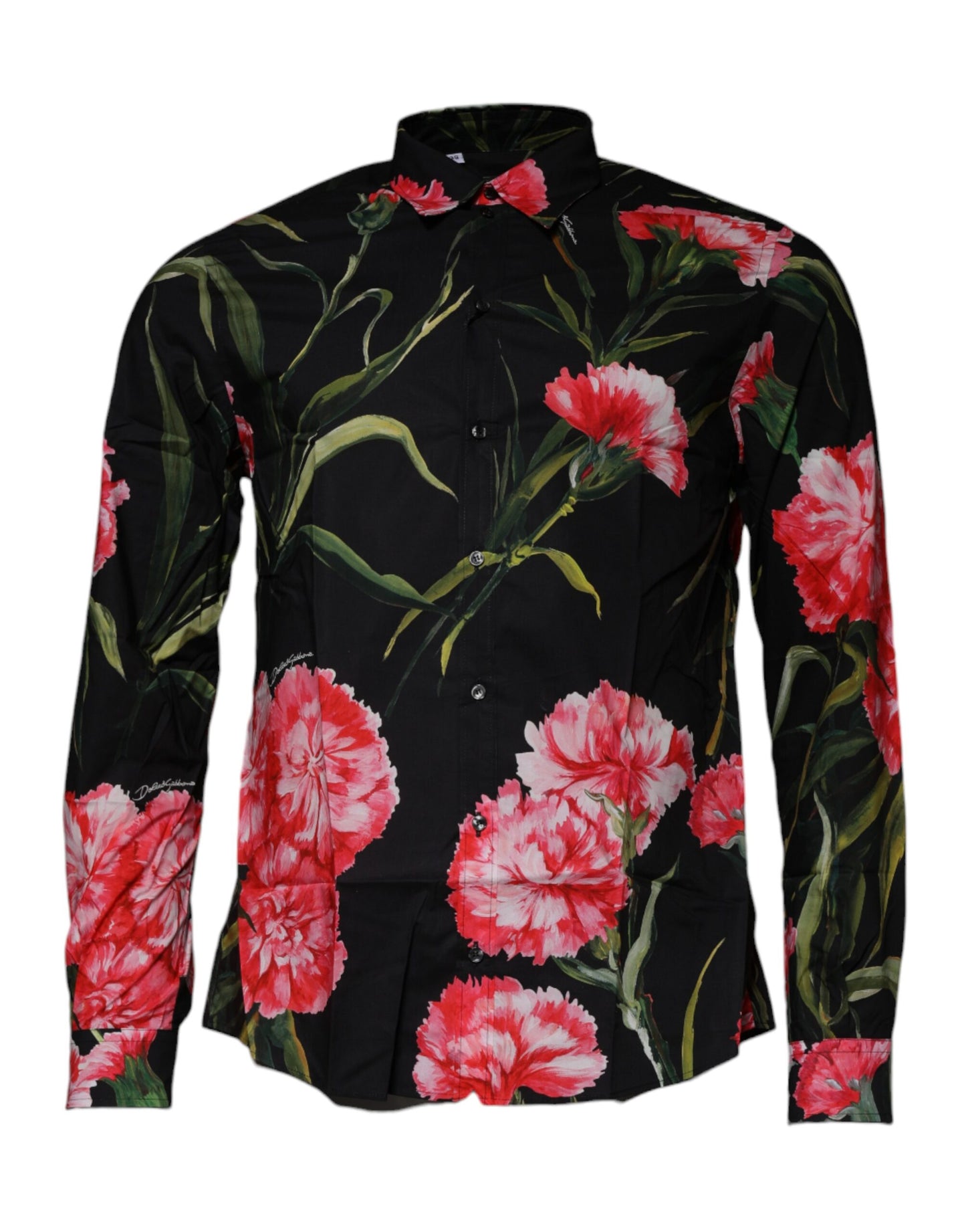 Dolce & Gabbana Black Floral Cotton Formal Men Dress Shirt - IT39 | S