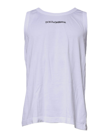 Dolce & Gabbana White Logo Cotton Sleeveless Tank T-shirt - IT48 | M