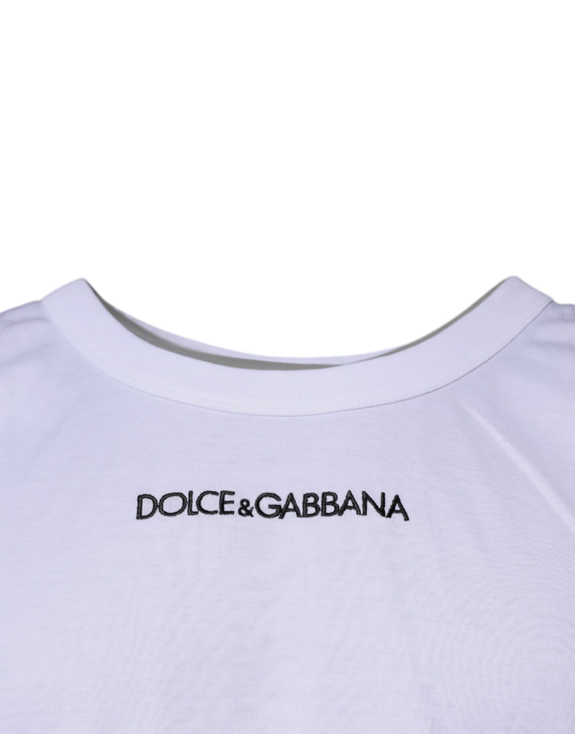 Dolce & Gabbana White Logo Cotton Sleeveless Tank T-shirt - IT48 | M