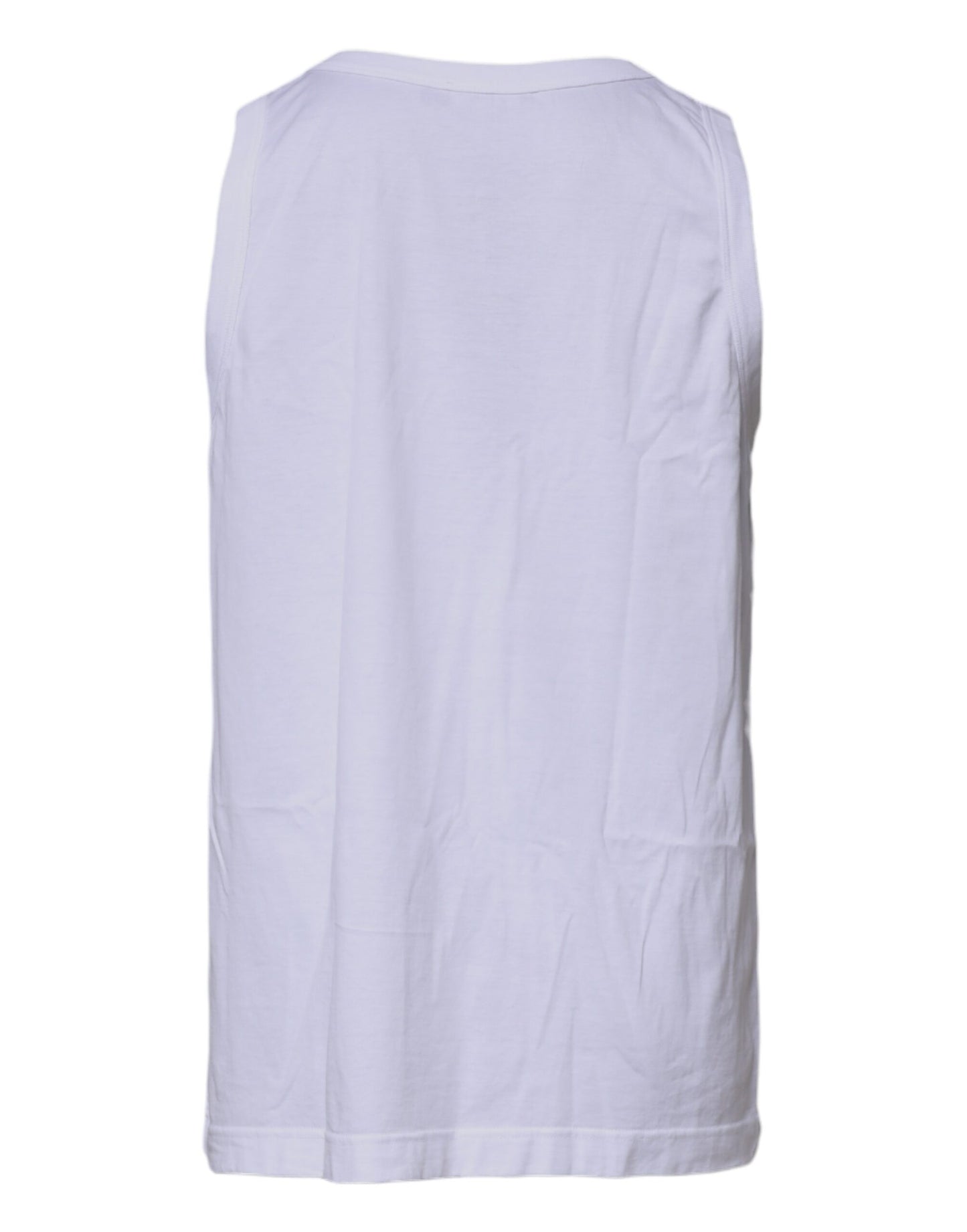 Dolce & Gabbana White Logo Cotton Sleeveless Tank T-shirt - IT48 | M