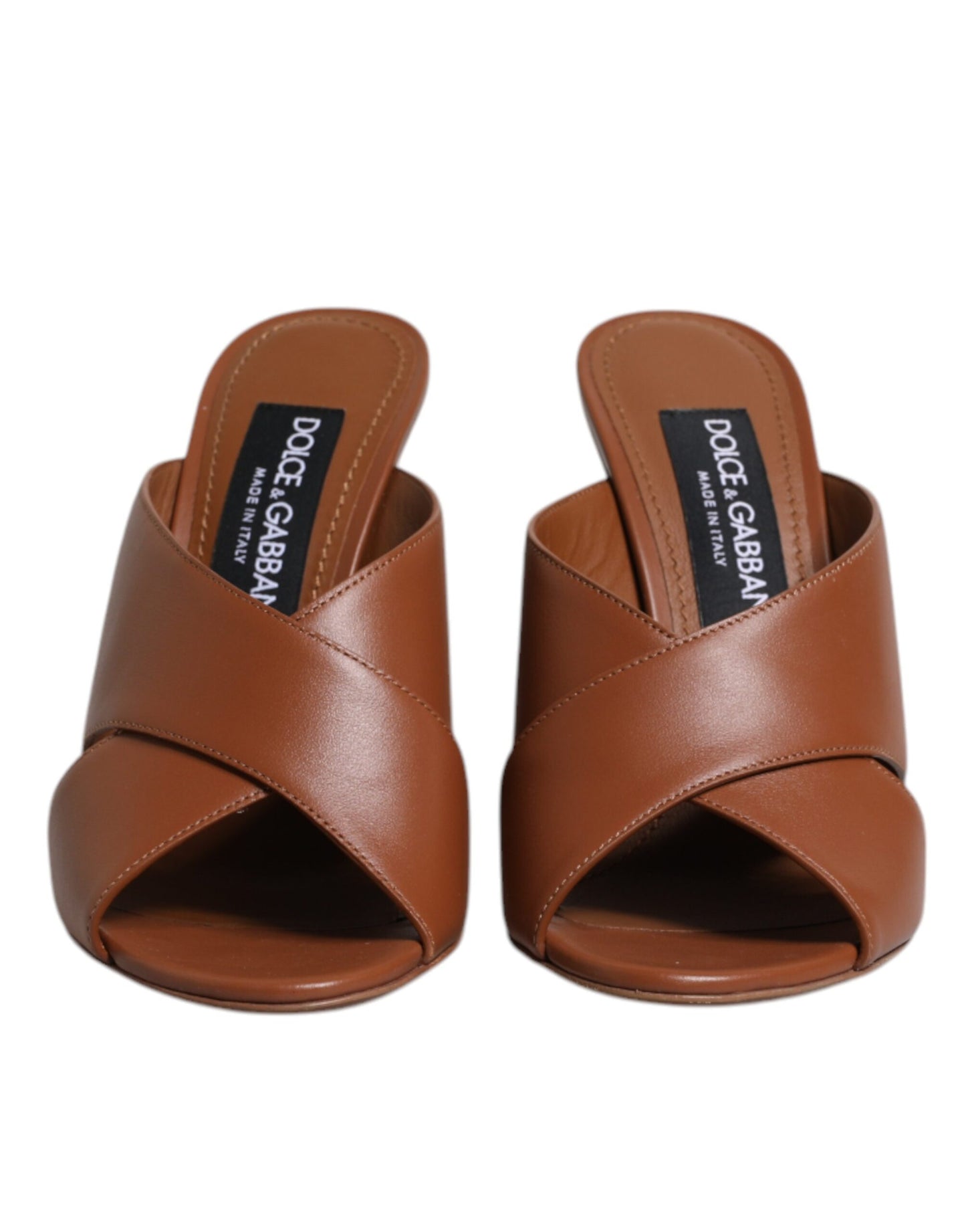 Dolce & Gabbana Maroon Logo KEIRA Leather Slides Sandals Shoes - EU37.5/US7.5