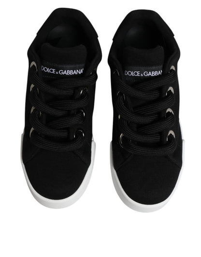 Dolce & Gabbana Black Portofino Low Top Sneakers Shoes - EU37/US7