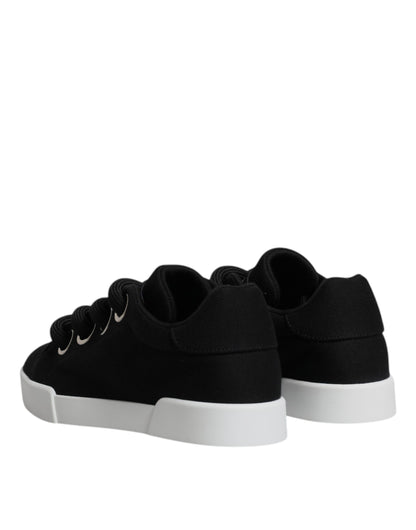 Dolce & Gabbana Black Portofino Low Top Sneakers Shoes - EU37/US7