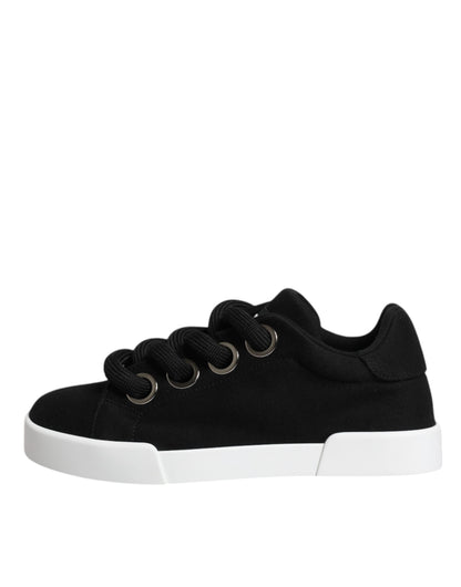 Dolce & Gabbana Black Portofino Low Top Sneakers Shoes - EU37/US7