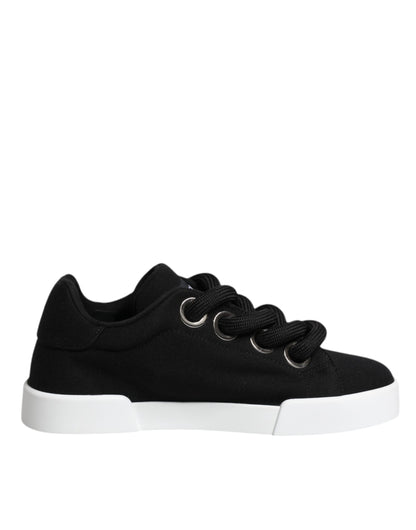 Dolce & Gabbana Black Portofino Low Top Sneakers Shoes - EU37/US7