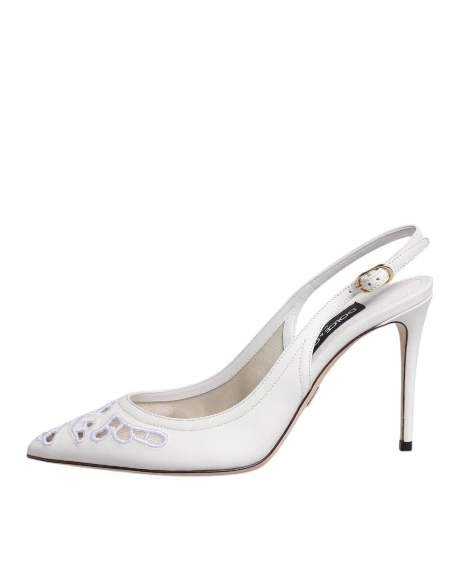 Dolce & Gabbana White Leather Stiletto Heels Slingback Shoes - EU36/US6