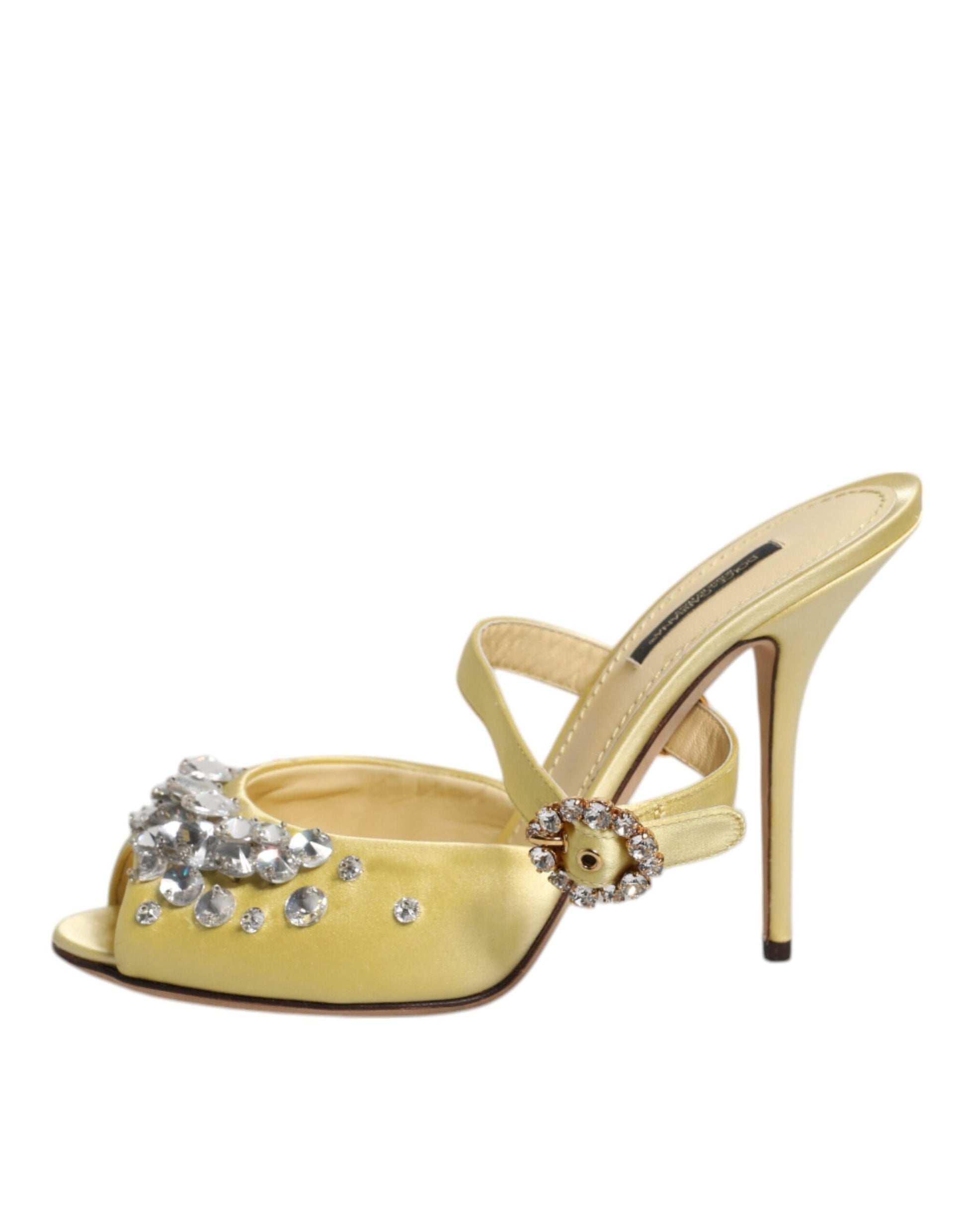 Dolce & Gabbana Yellow Crystal Slides KEIRA Sandals Shoes - EU39/US9