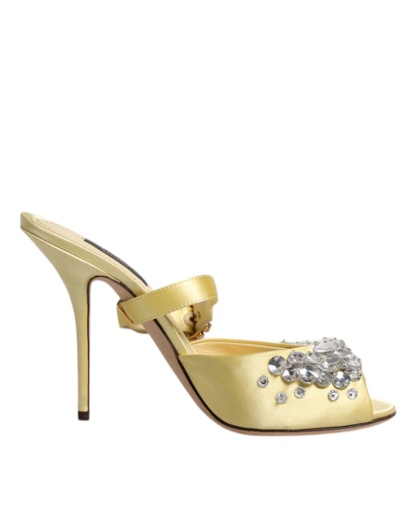 Dolce & Gabbana Yellow Crystal Slides KEIRA Sandals Shoes - EU39/US9