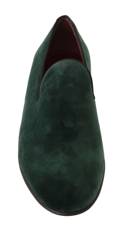 Dolce & Gabbana Elegant Green Suede Slip-On Loafers - EU35/US4.5