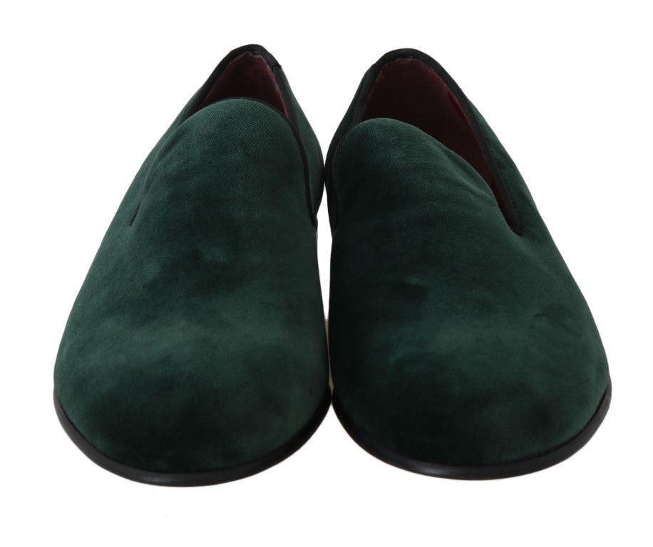 Dolce & Gabbana Elegant Green Suede Slip-On Loafers - EU35/US4.5