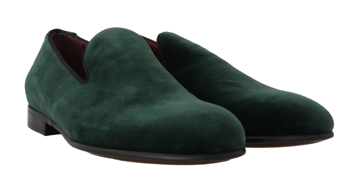 Dolce & Gabbana Elegant Green Suede Slip-On Loafers - EU35/US4.5