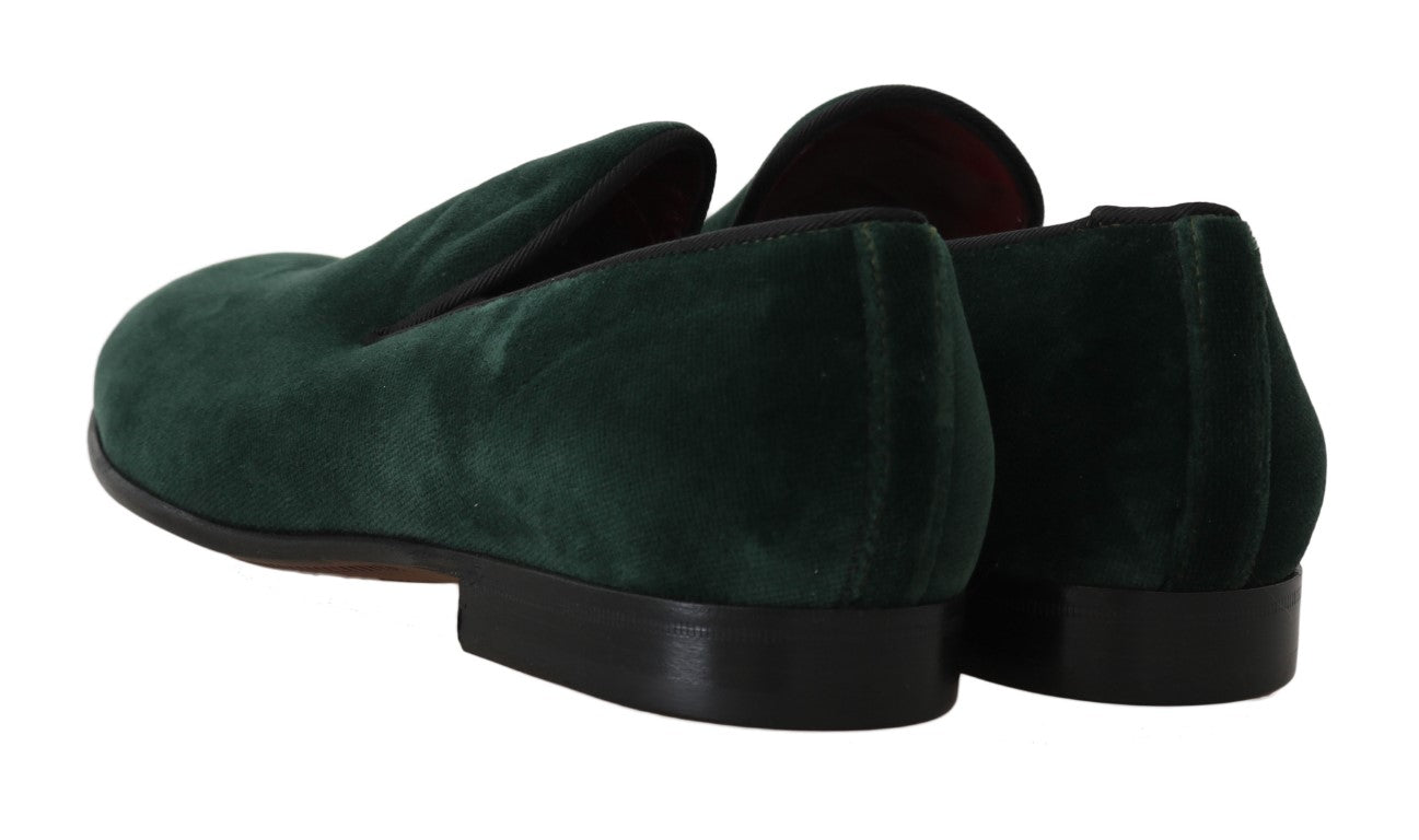 Dolce & Gabbana Elegant Green Suede Slip-On Loafers - EU35/US4.5