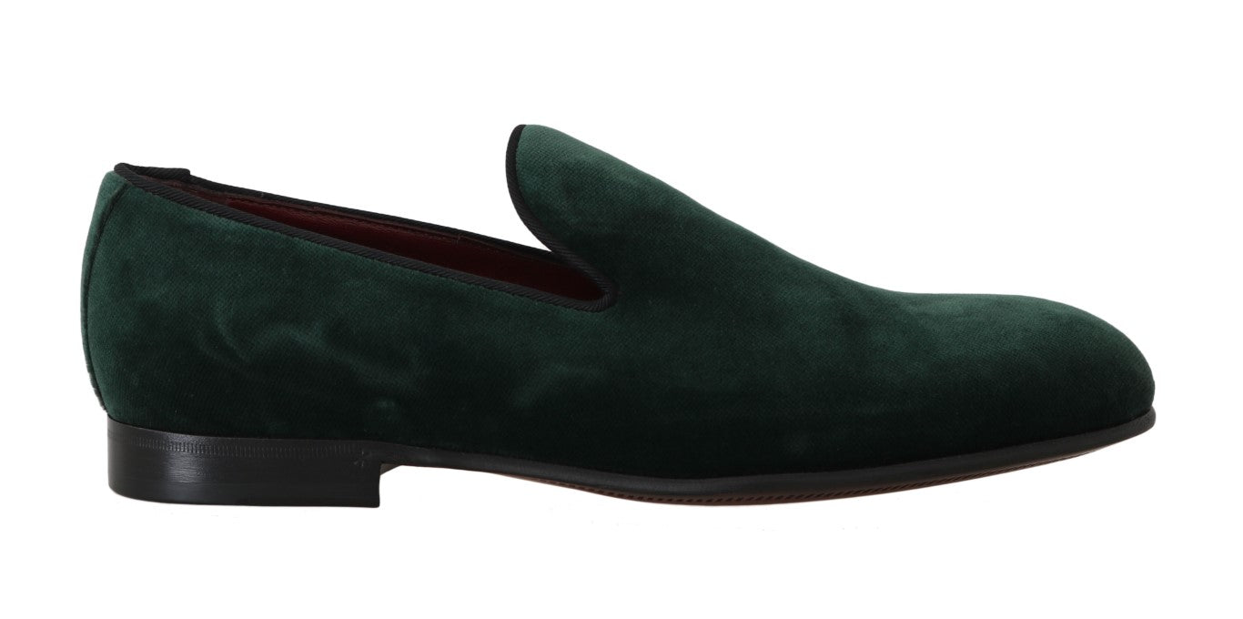 Dolce & Gabbana Elegant Green Suede Slip-On Loafers - EU35/US4.5