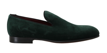 Dolce & Gabbana Elegant Green Suede Slip-On Loafers - EU35/US4.5