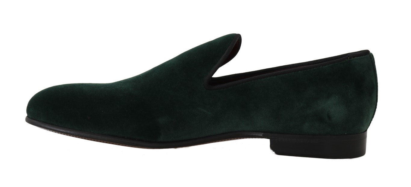 Dolce & Gabbana Elegant Green Suede Slip-On Loafers - EU35/US4.5