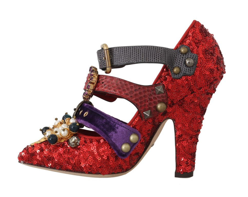 Dolce & Gabbana Red Bellucci Alta Moda Embellished Pumps - EU36/US5.5