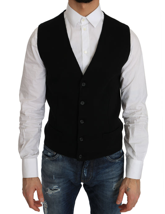 Dolce & Gabbana Sleek Black Cotton Formal Vest - IT52 | XL