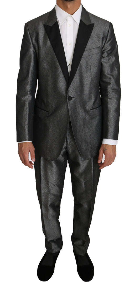 Dolce & Gabbana Elegant Gray Patterned Martini Suit - IT54 | XXL