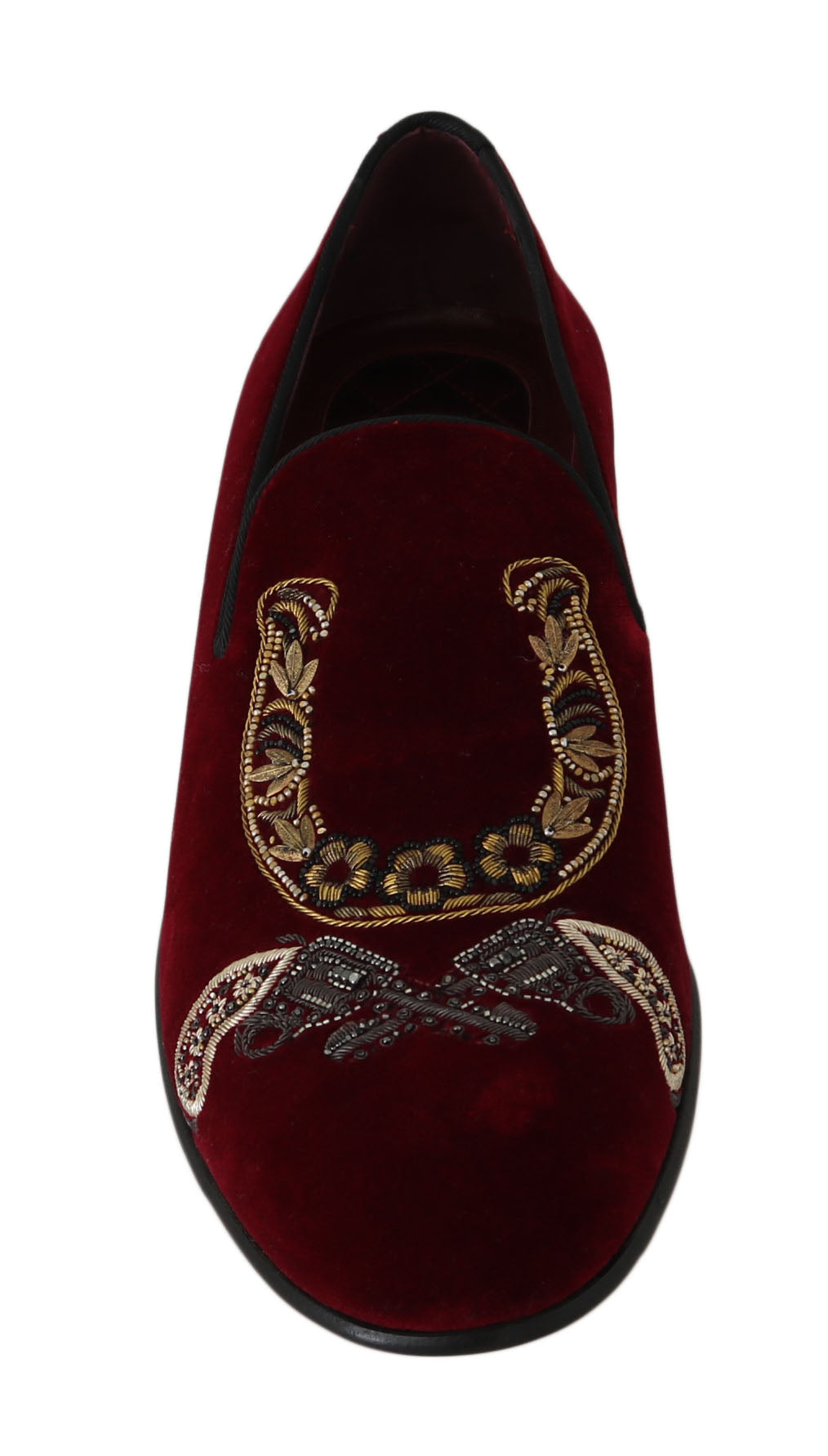 Dolce & Gabbana Bordeaux Velvet Sequined Men’s Loafers - EU39/US6