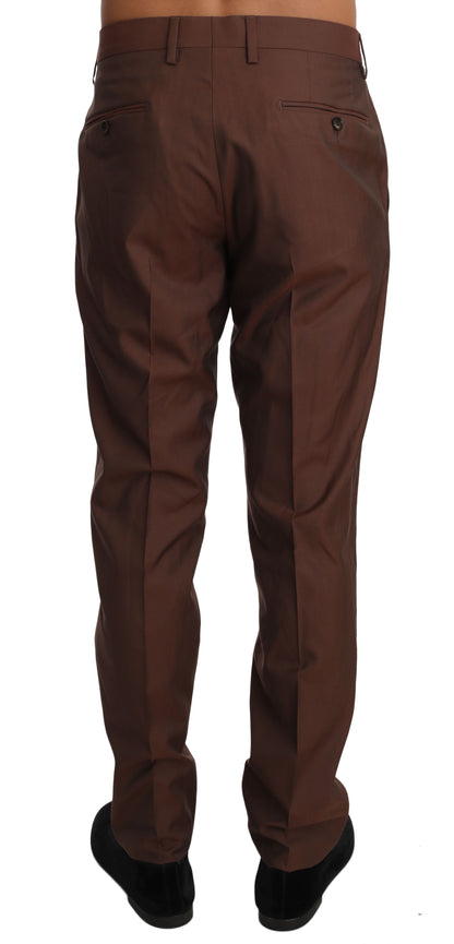 Dolce & Gabbana Elegant Brown Wool-Silk Formal Pants - IT54 | XXL