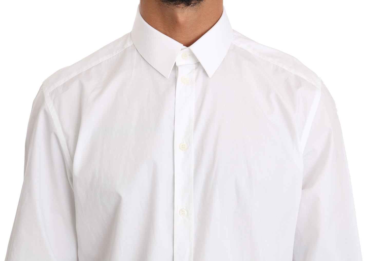 Dolce & Gabbana Elegant Slim Fit Dress Shirt in Pure White - 37