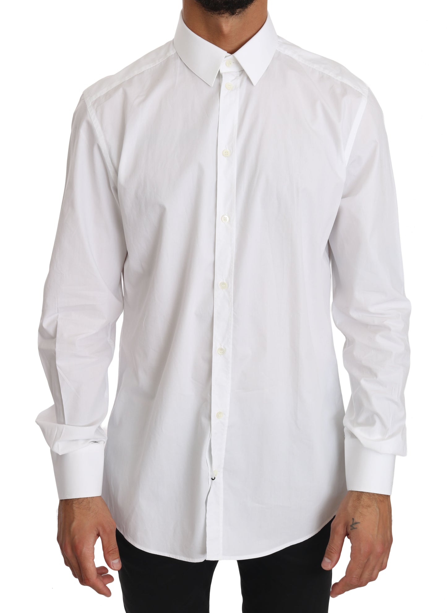 Dolce & Gabbana Elegant Slim Fit Dress Shirt in Pure White - 37