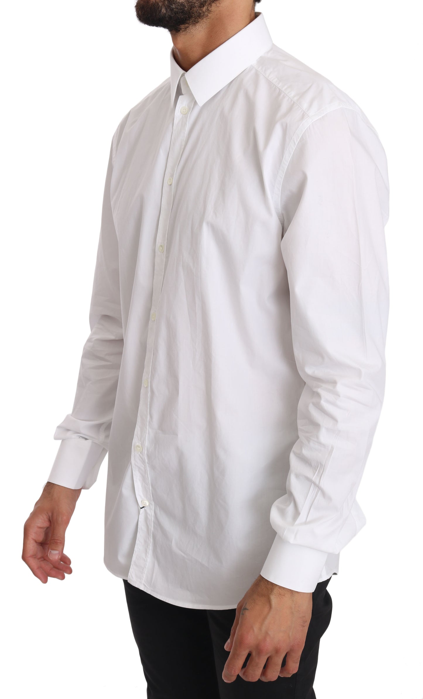 Dolce & Gabbana Elegant Slim Fit Dress Shirt in Pure White - 37