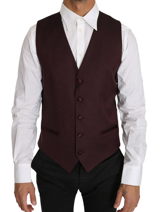 Dolce & Gabbana Elegant Purple Patterned Men’s Formal Vest - IT48 | M