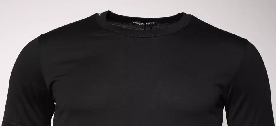 Dolce & Gabbana Black Cotton Crew Neck Short Sleeves T-shirt - IT44 | XS